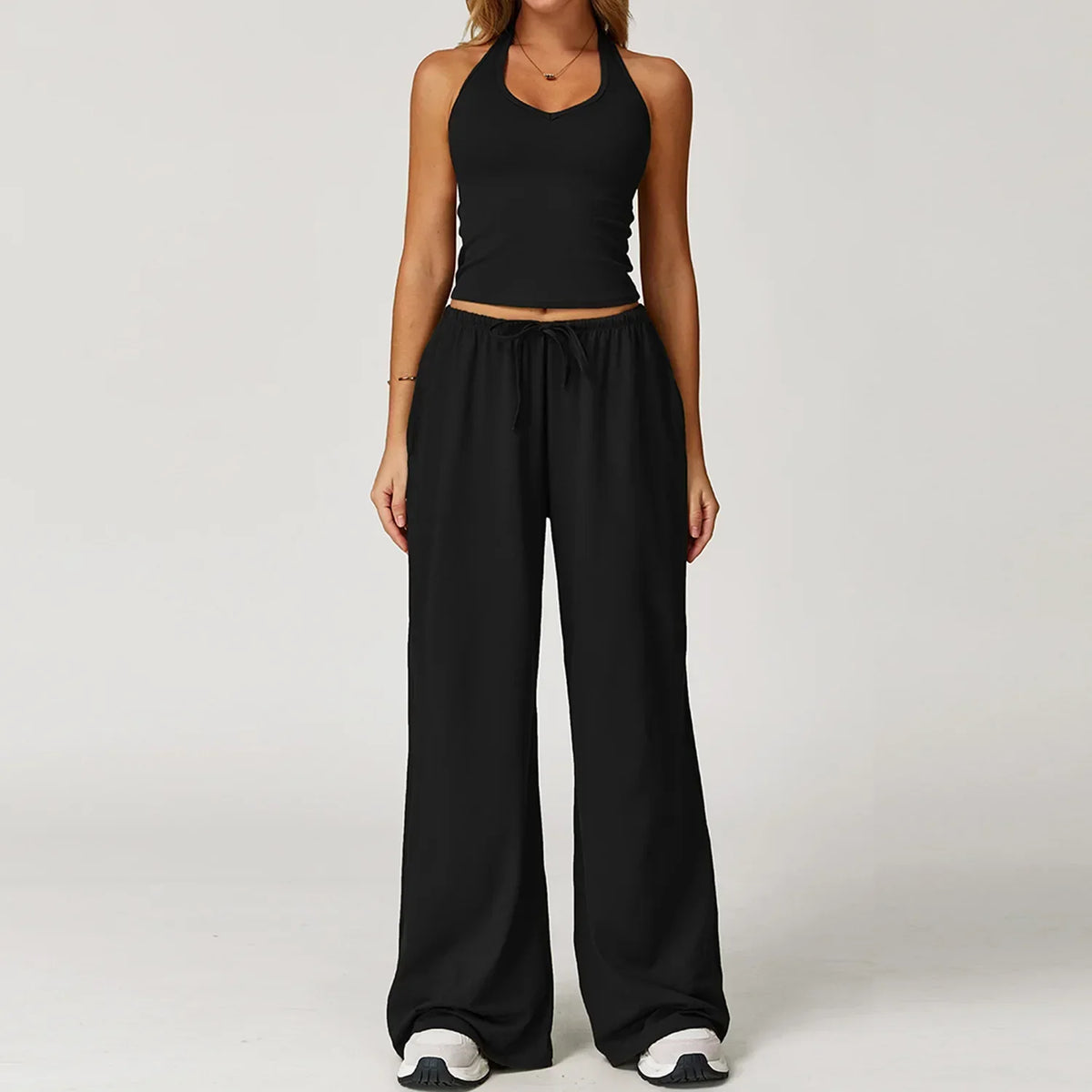 Women's Relaxed Drawstring Palazzo Trousers