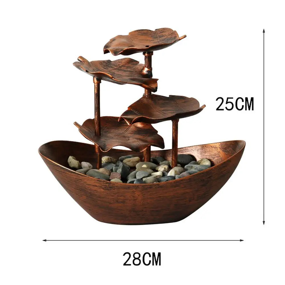 Fontaine à eau de table à quatre niveaux en forme de feuille de lotus