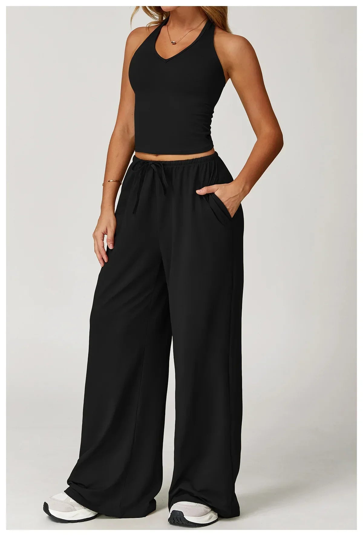 Women's Relaxed Drawstring Palazzo Trousers