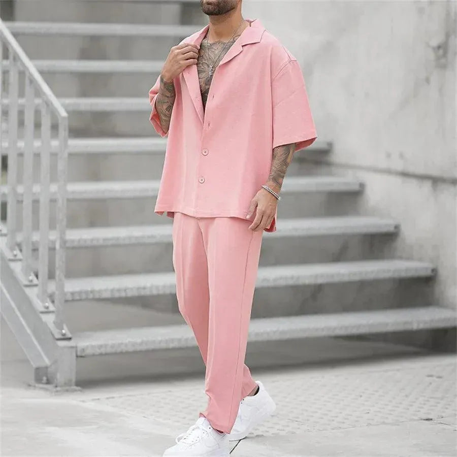 Herre sommer co-ord sæt med afslappet pasform, letvægts moderne casual stil