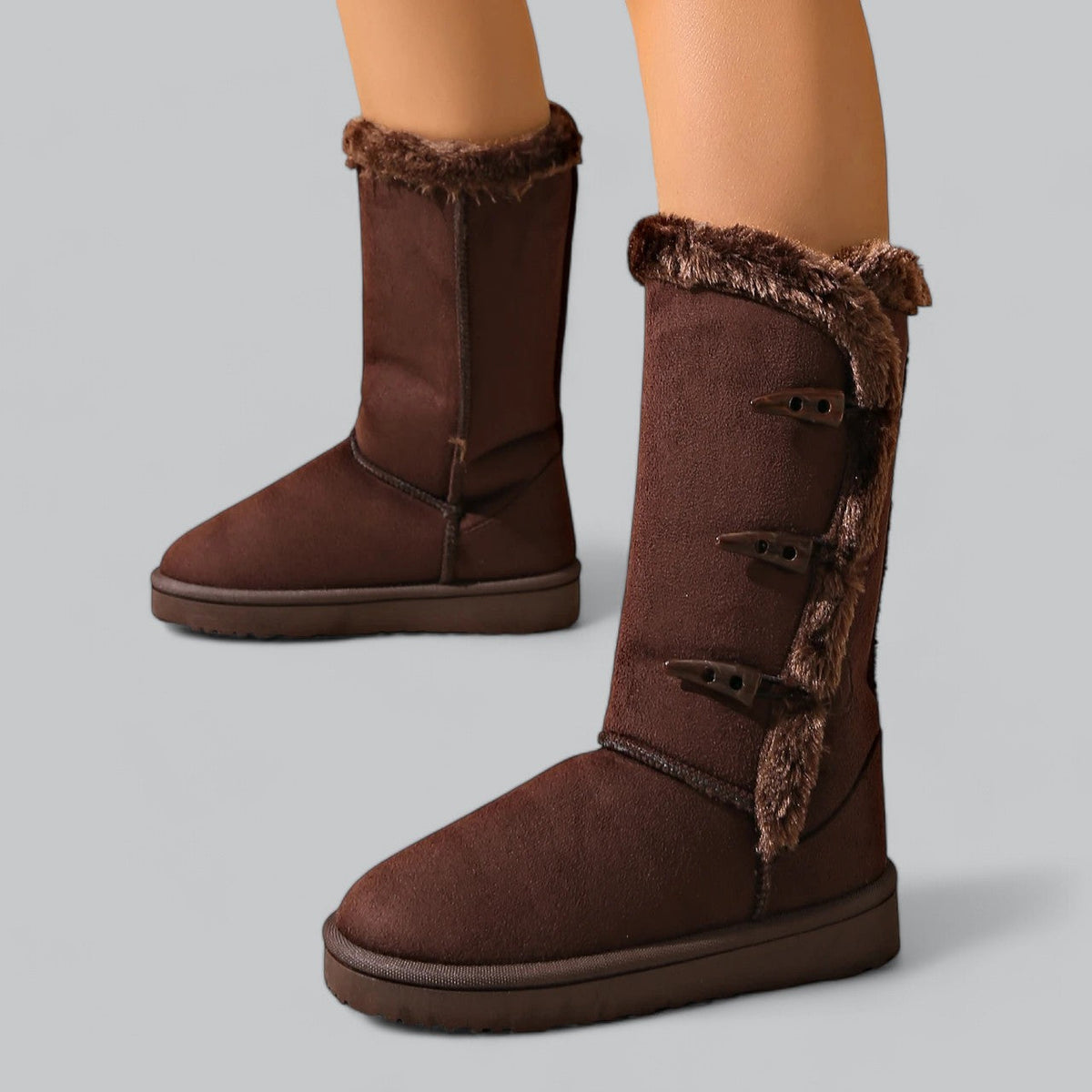 Botas de invierno para mujer, de media caña y forradas de piel sintética