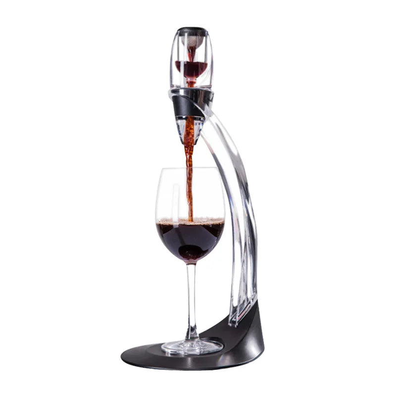 Aérateur-verseur instantané pour vin avec filtre intégré et bec antigoutte