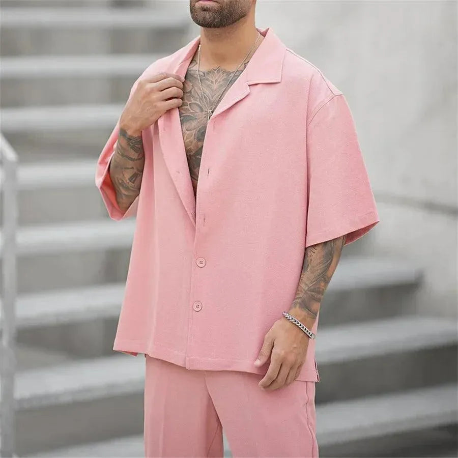 Herre sommer co-ord sæt med afslappet pasform, letvægts moderne casual stil