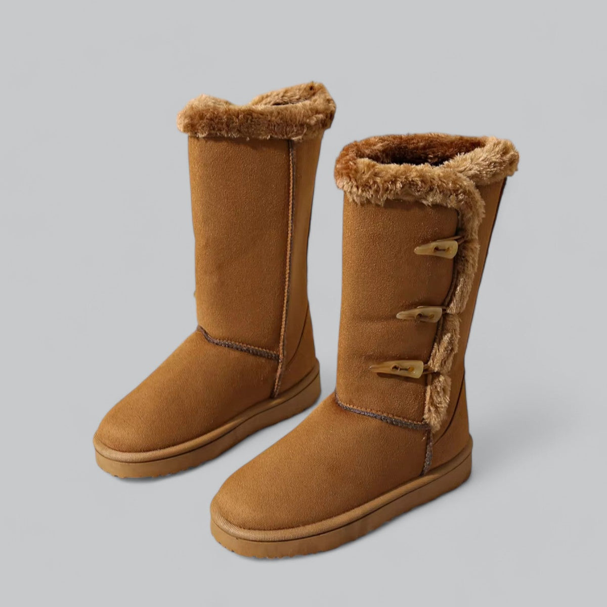 Botas de invierno para mujer, de media caña y forradas de piel sintética