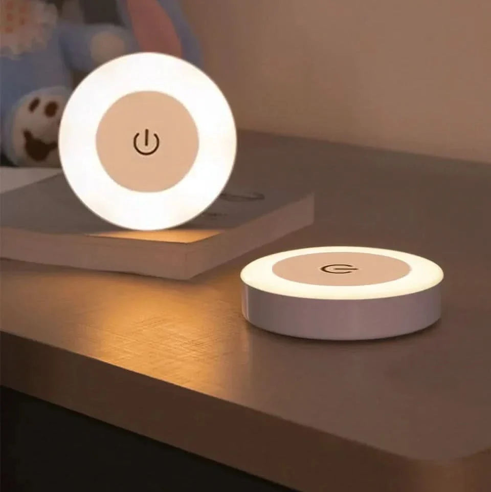 Lampada da parete LED rotonda ricaricabile con pulsante di accensione touch