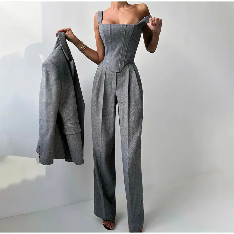 Skræddersyet jumpsuit med brede ben til kvinder