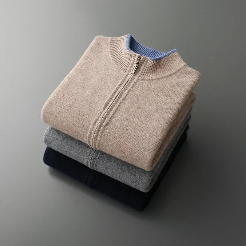 Cárdigan de punto minimalista con cremallera para hombre