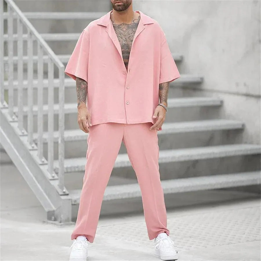 Herre sommer co-ord sæt med afslappet pasform, letvægts moderne casual stil