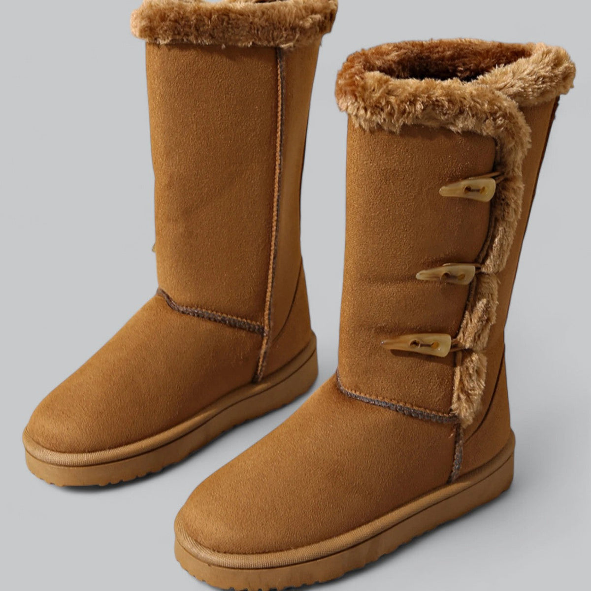 Botas de invierno para mujer, de media caña y forradas de piel sintética