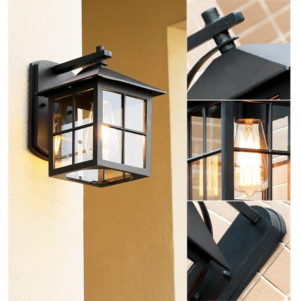 Aplique de pared exterior estilo farol vintage