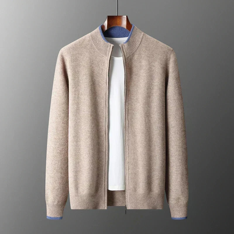 Cárdigan de punto minimalista con cremallera para hombre