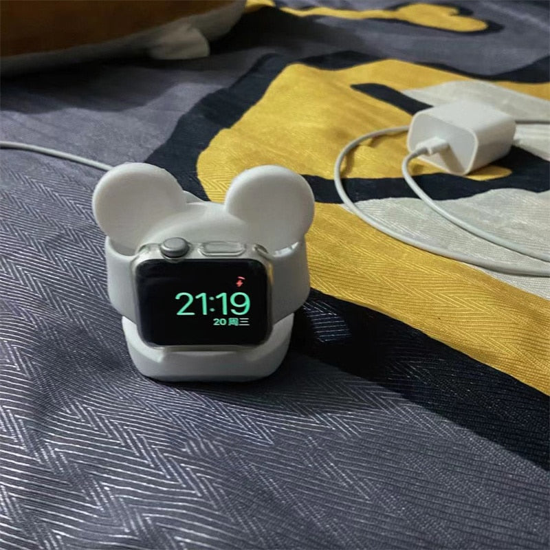 Silicone Apple Watch Charging Stand with Playful Character Design