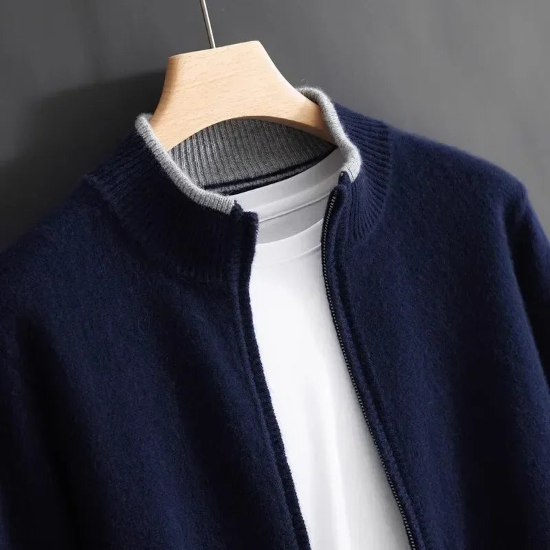 Cárdigan de punto minimalista con cremallera para hombre