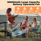 Ventilador recargable para camping con luz LED y batería externa