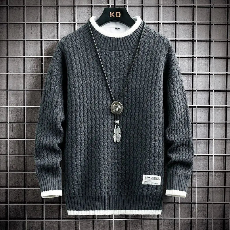 Men’s Textured Crew Neck Sweater