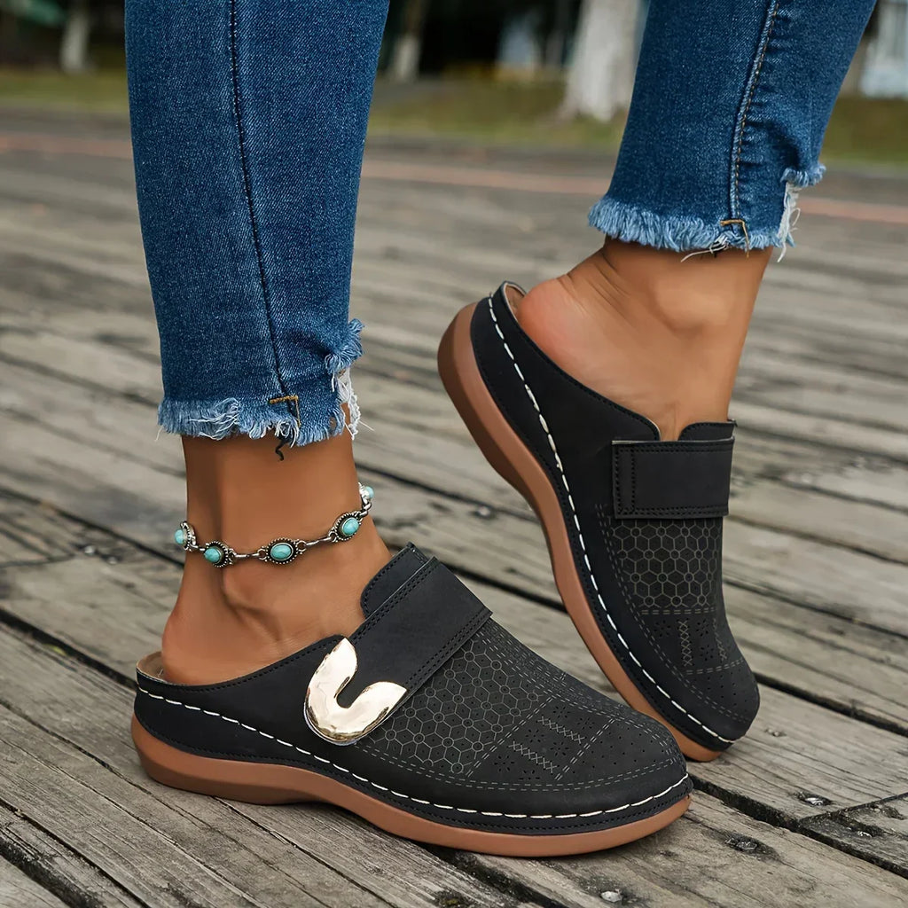 Women’s Perforated Buckle Slip-On Clogs