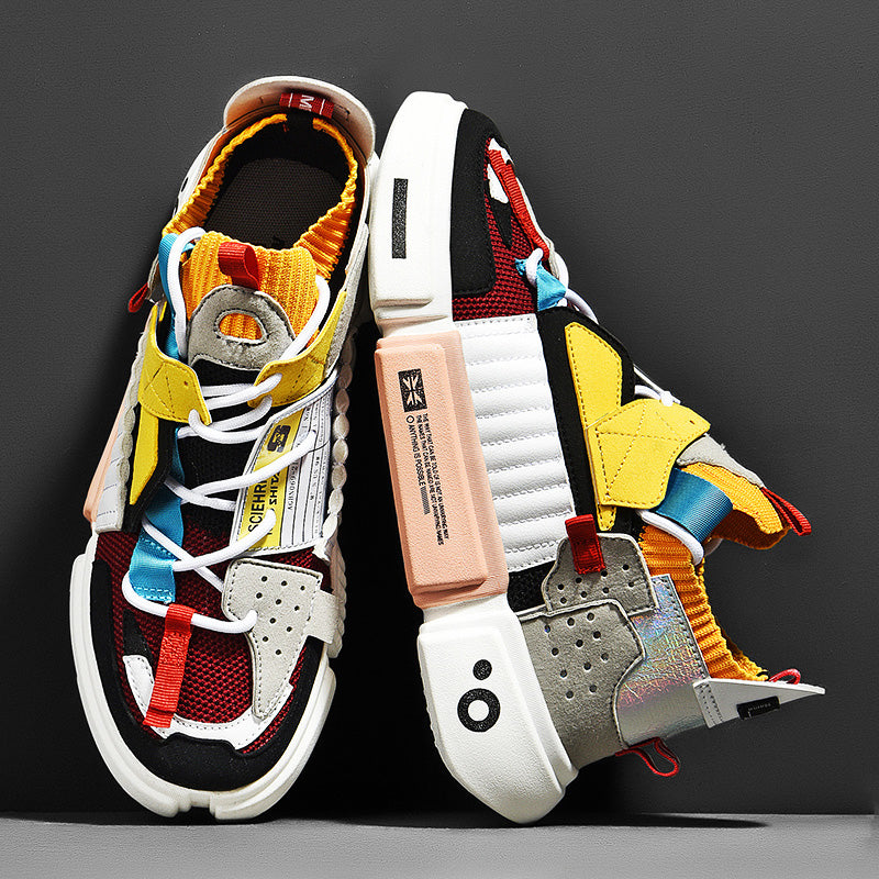 Men Urban Sneakers with Bold Patchwork Design and Cushioned Sole