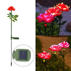 Solcellsdriven trädgårdsbelysning med blomma, påle och färgglatt LED-sken