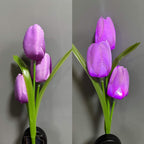 Solcelledrevet tulipanlampe på spyd til haven med farverigt LED-lys