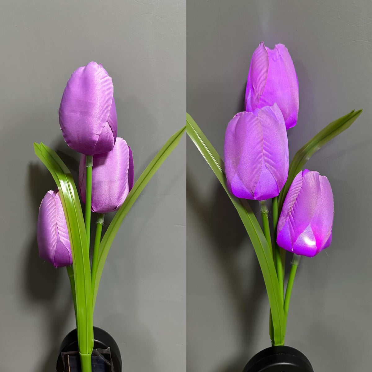Solcelledrevet tulipanlampe på spyd til haven med farverigt LED-lys