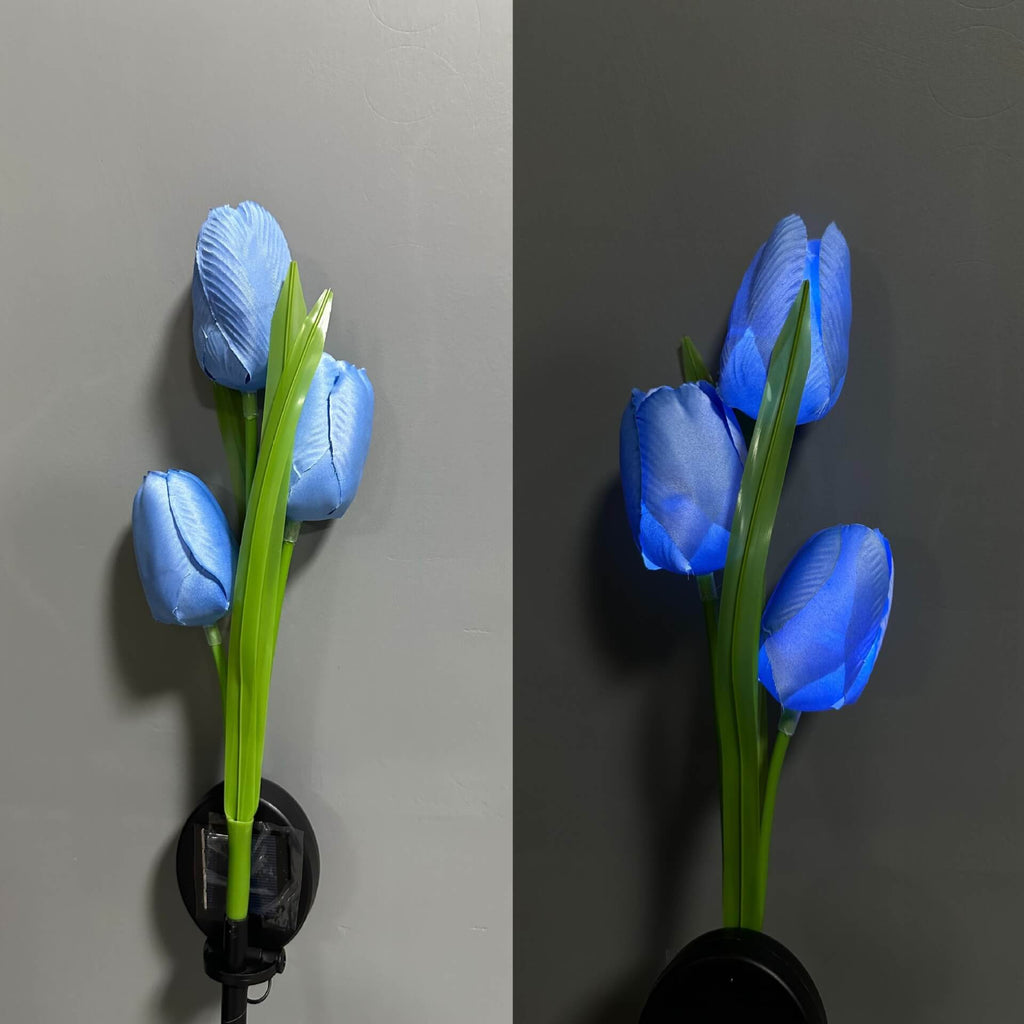 Solcelledrevet tulipanlampe på spyd til haven med farverigt LED-lys