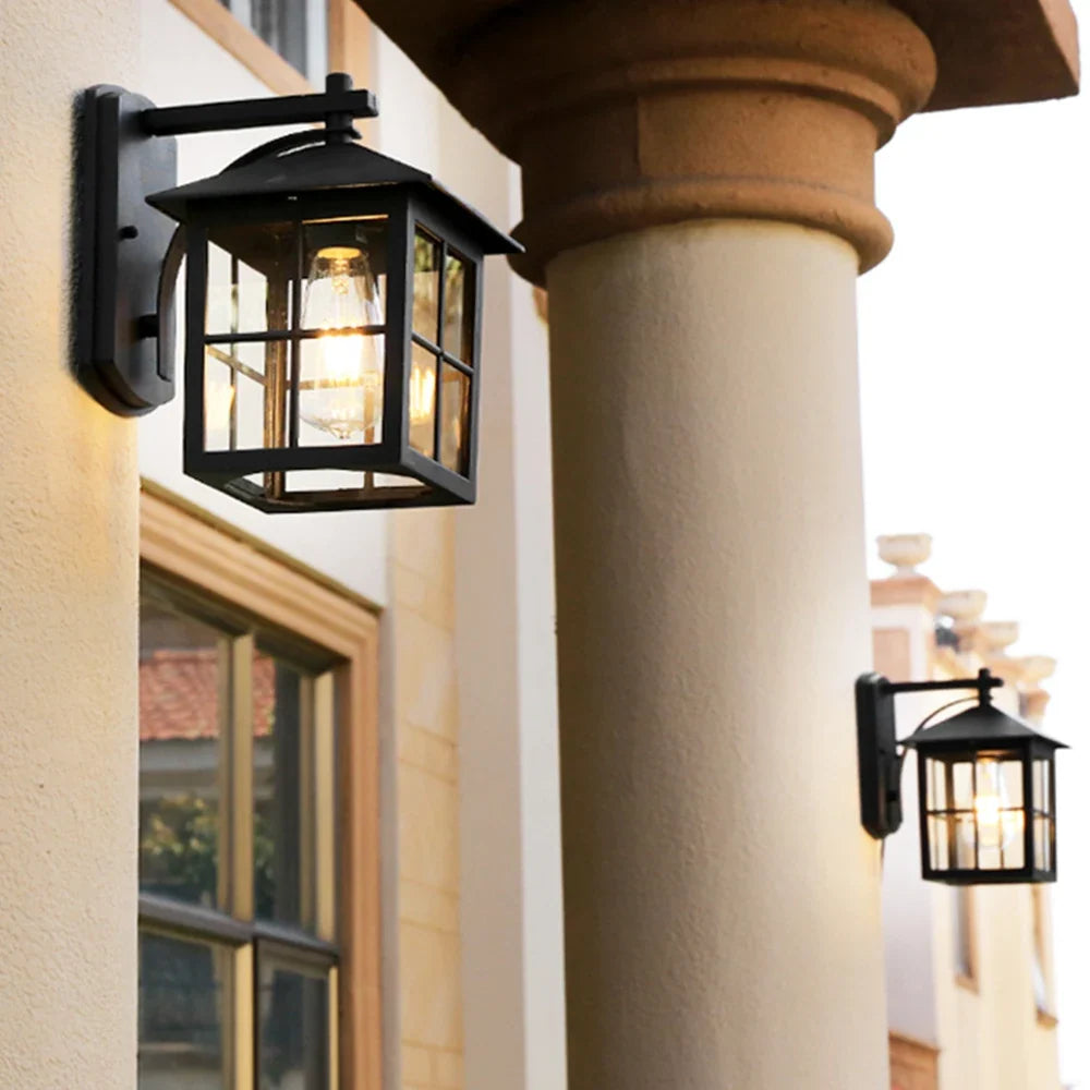 Aplique de pared exterior estilo farol vintage