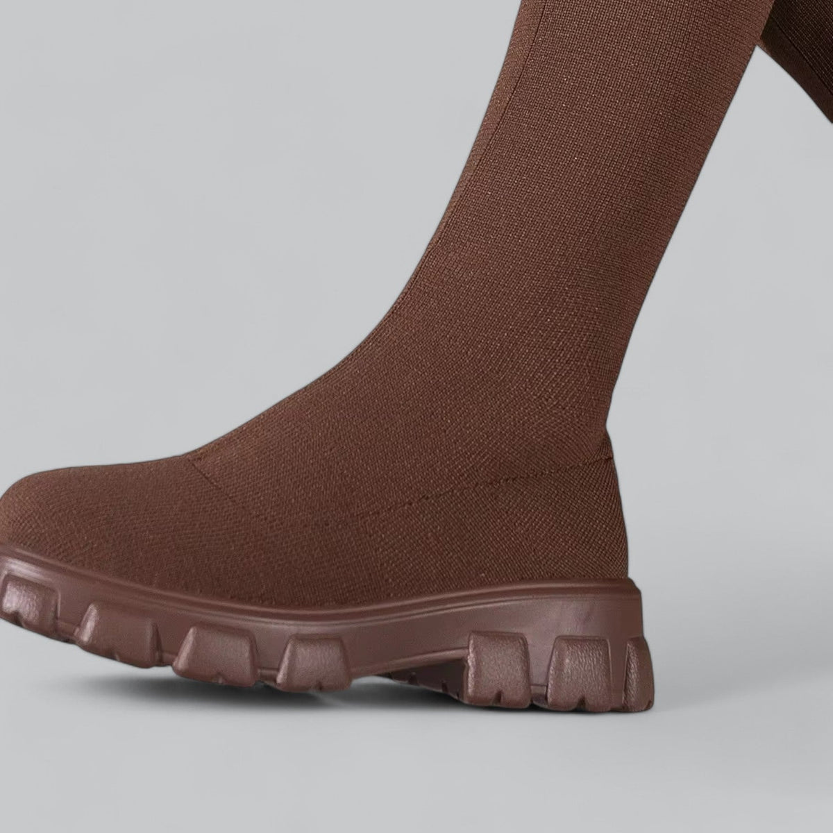 Botas de punto para mujer, hasta la rodilla, con suela gruesa