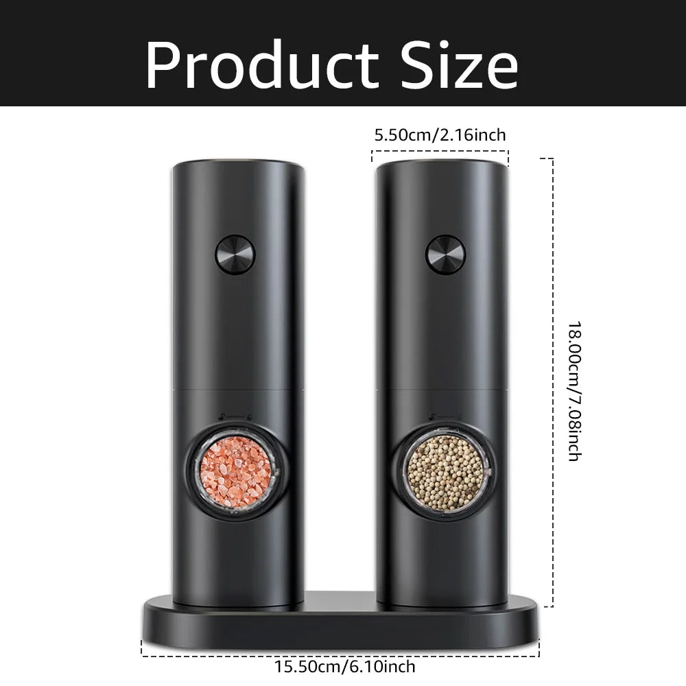 Electric LED Salt and Pepper Grinder Set