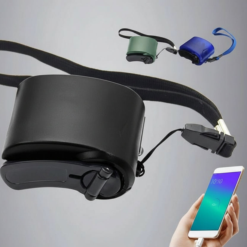 Portable Hand-Crank Emergency Charger with USB Output & LED Light