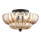 Halvplan loftlampe i glas med kronbladsdesign