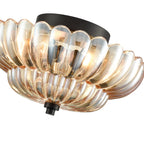 Halvplan loftlampe i glas med kronbladsdesign