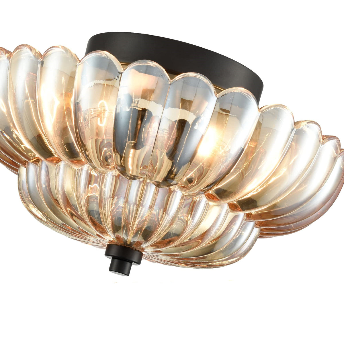 Halvplan loftlampe i glas med kronbladsdesign