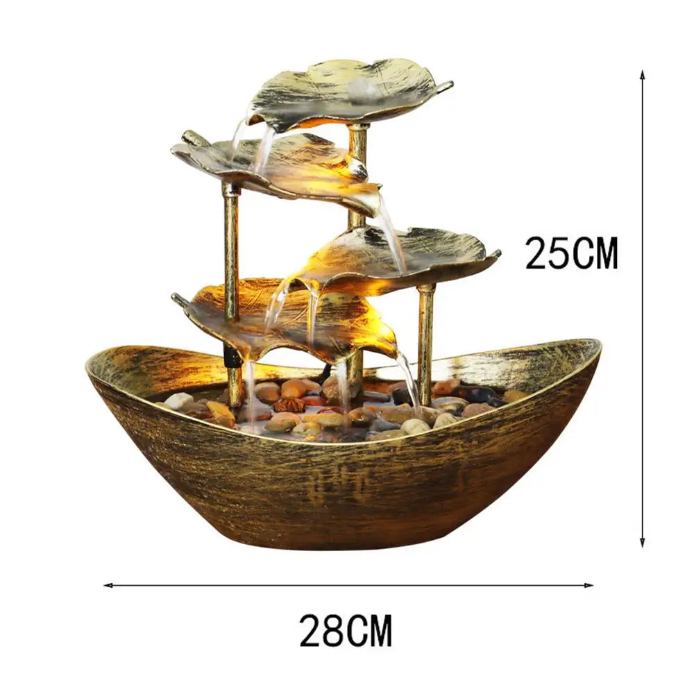 Fontaine à eau de table à quatre niveaux en forme de feuille de lotus