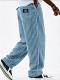 Pantalones lounge casuales para hombre de punto acanalado, pierna recta y ajuste relajado