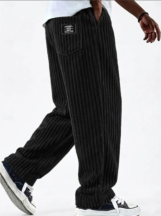 Men's Relaxed Fit Ribbed Knit Straight Leg Casual Lounge Pants