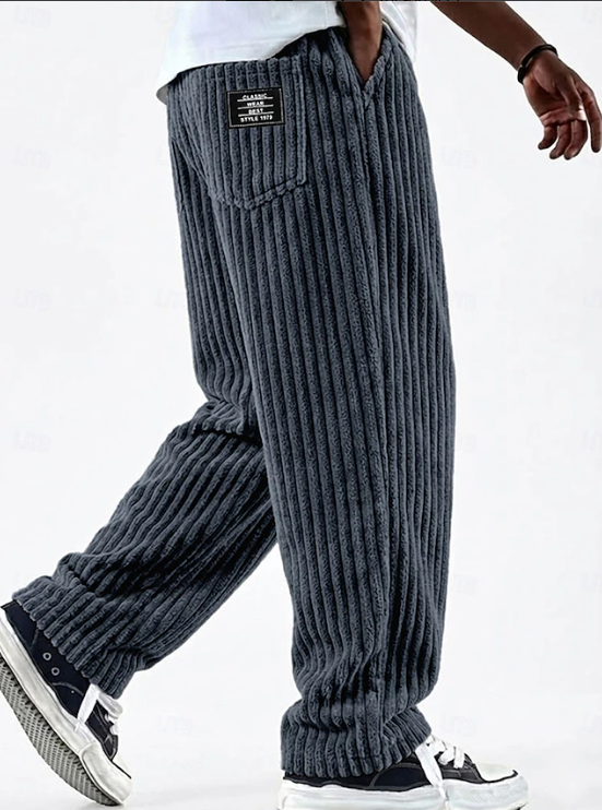 Men's Relaxed Fit Ribbed Knit Straight Leg Casual Lounge Pants
