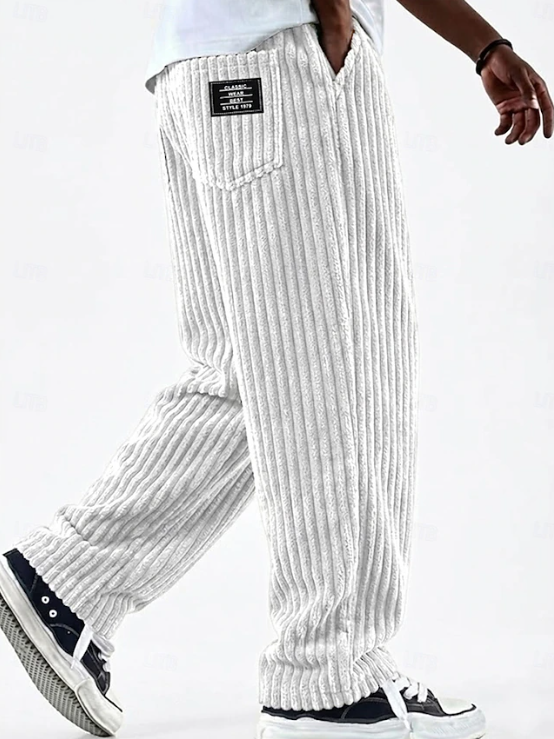 Men's Relaxed Fit Ribbed Knit Straight Leg Casual Lounge Pants