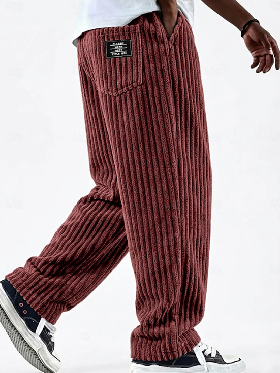 Men's Relaxed Fit Ribbed Knit Straight Leg Casual Lounge Pants