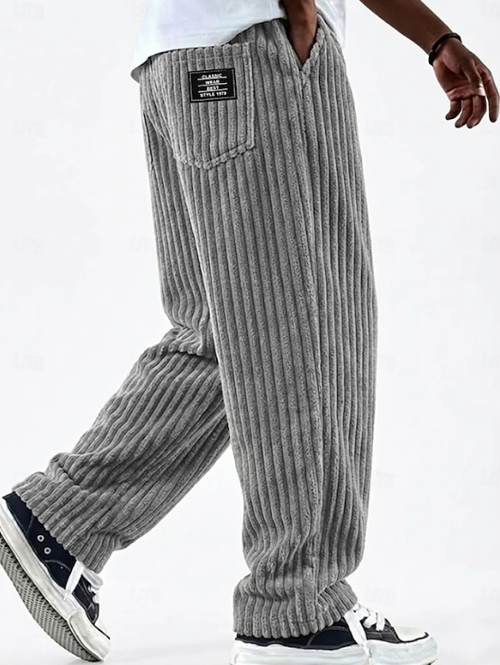 Men's Relaxed Fit Ribbed Knit Straight Leg Casual Lounge Pants