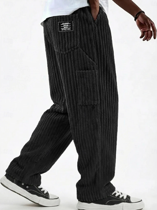 Men's Relaxed Fit Ribbed Knit Straight Leg Casual Lounge Pants