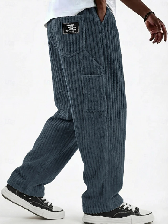 Men's Relaxed Fit Ribbed Knit Straight Leg Casual Lounge Pants