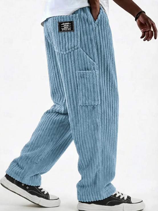 Men's Relaxed Fit Ribbed Knit Straight Leg Casual Lounge Pants