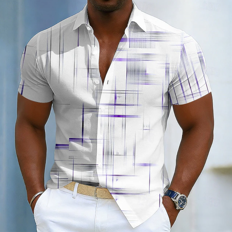 Men's Geometric Print Short Sleeve Shirt