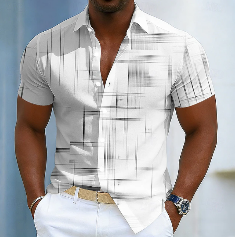 Men's Geometric Print Short Sleeve Shirt