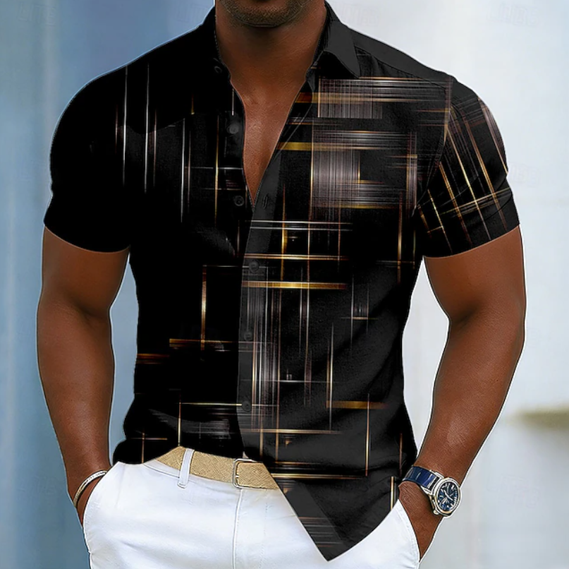 Men's Geometric Print Short Sleeve Shirt