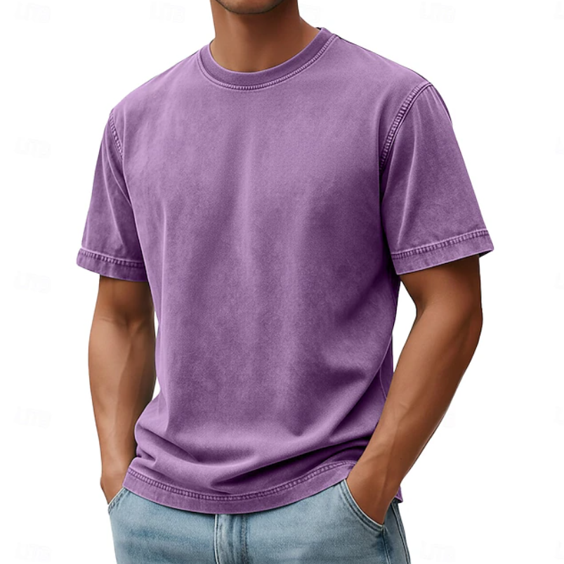 Men's Vintage Wash Crew Neck Short Sleeve Casual T Shirt