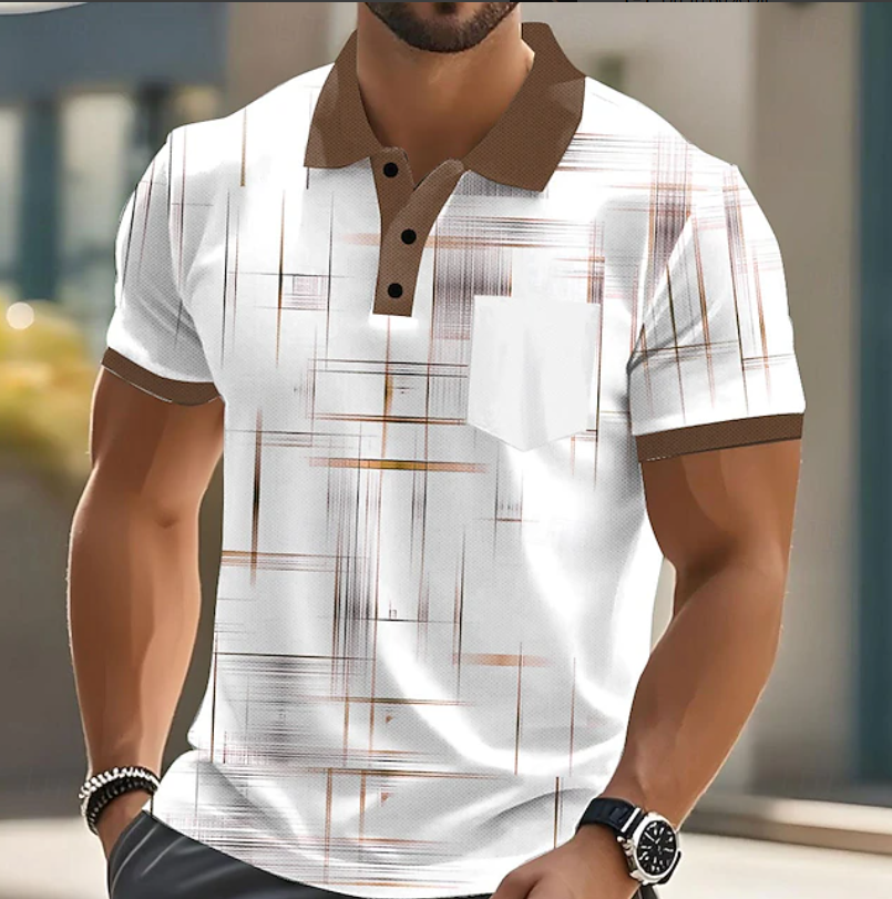 Men's Geometric Print Polo Shirt