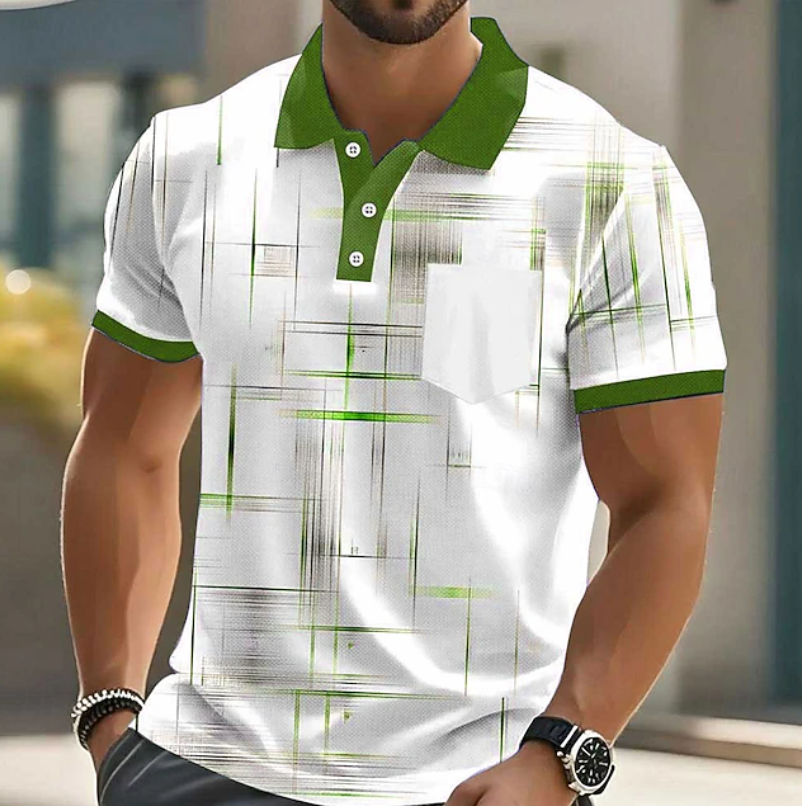 Men's Geometric Print Polo Shirt