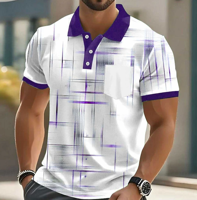 Men's Geometric Print Polo Shirt