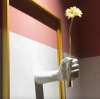Sculptural Hand Wall Vase with Glass Tube